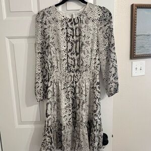 J. Crew Monochrome Snake Print Long Sleeve Dress